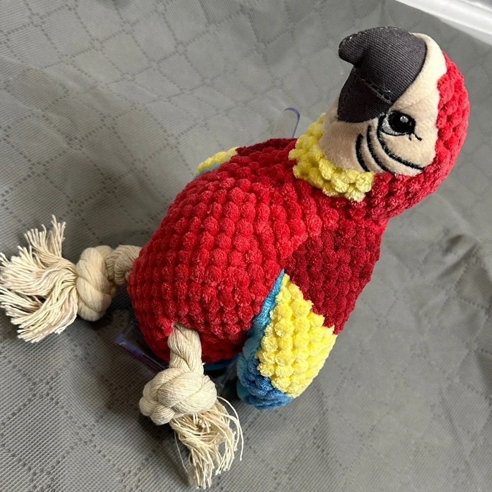 Vibrant Parrot Dog Toy with Rope Legs